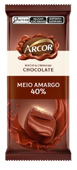 ARCOR TABLETE CHOCOLATE MEIO AMARGO 40%