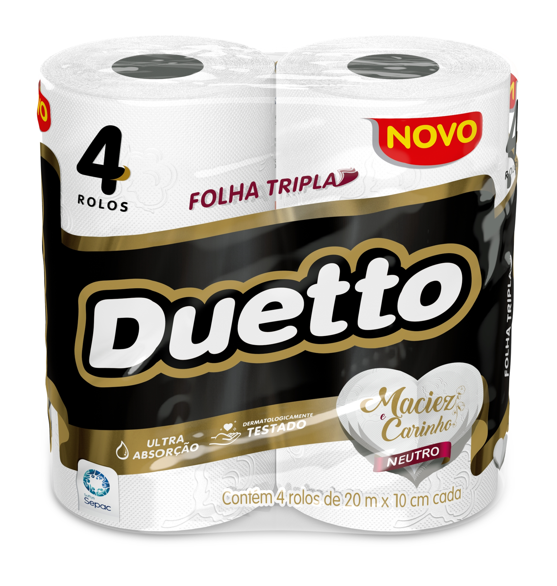 PAPEL HIG DUETTO NEUTRO FTRIPLA  4R 20M