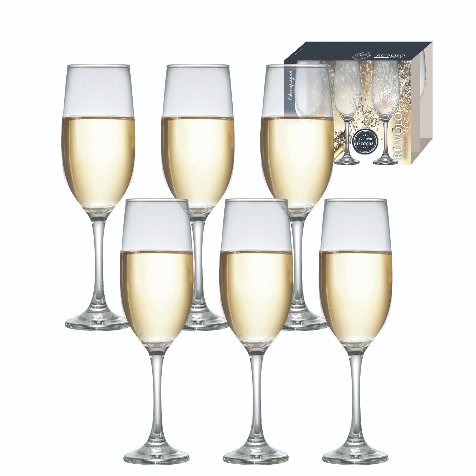 TACAS VIDRO ONE PARA CHAMPAGNE 200ML